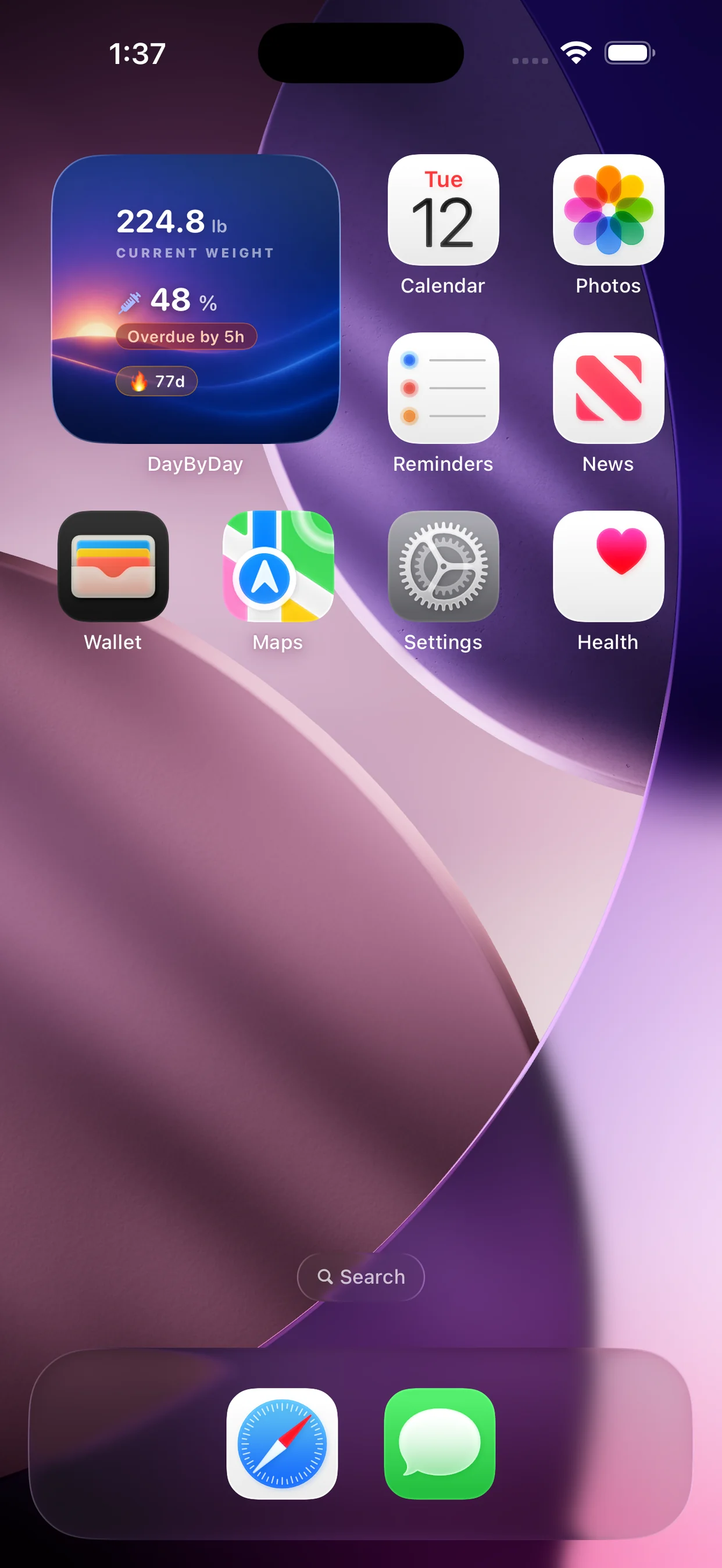 Today widget — current weight and trend